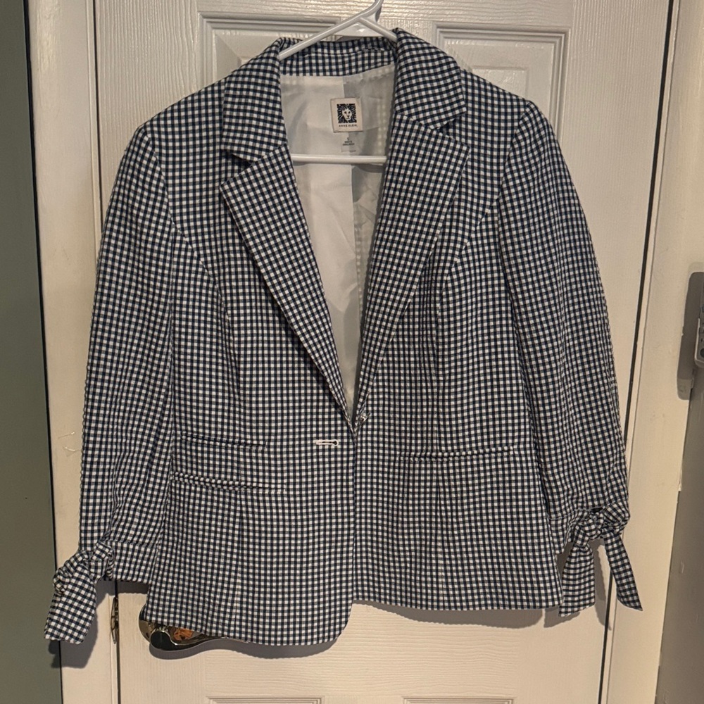 Anne Klein Black and White Checkered Blazer